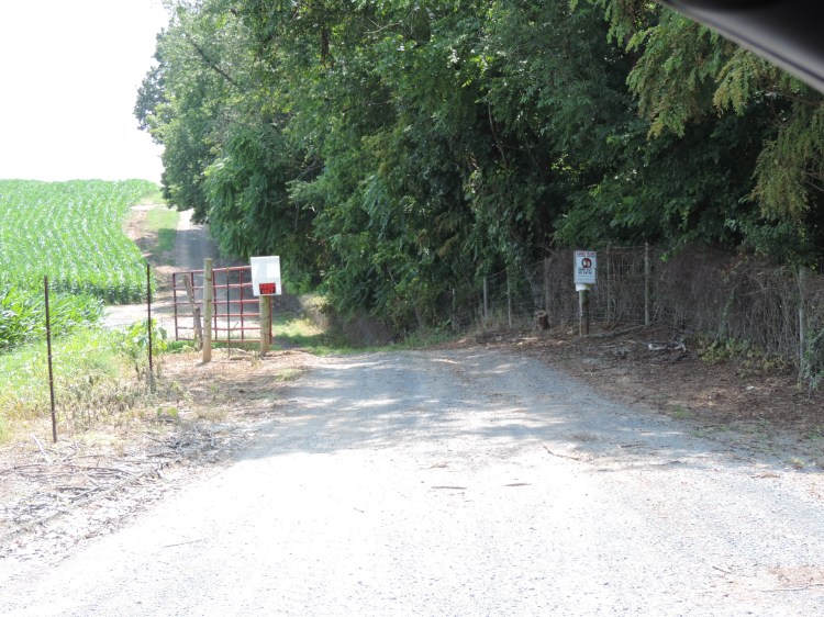 This is the view from Pinewoods Road of the road which goes back to the cemetery.